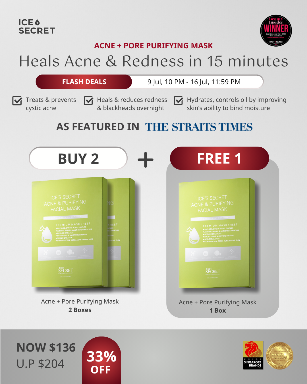 (FLASH DEALS) ACNE + PORE Purifying Away Mask Trio Bundle