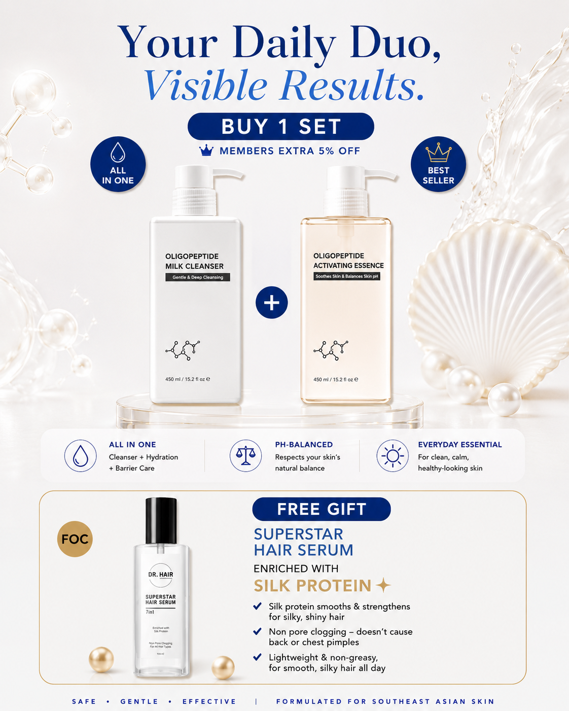 Oligopeptide Cleanser + Activating Essence Set