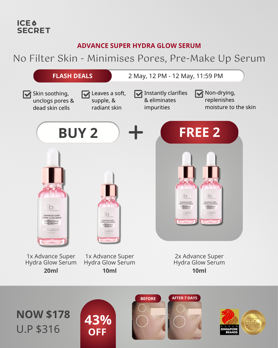 (LABOUR DAY FLASH DEALS) Advanced Super Hydra Glow Serum Bundles