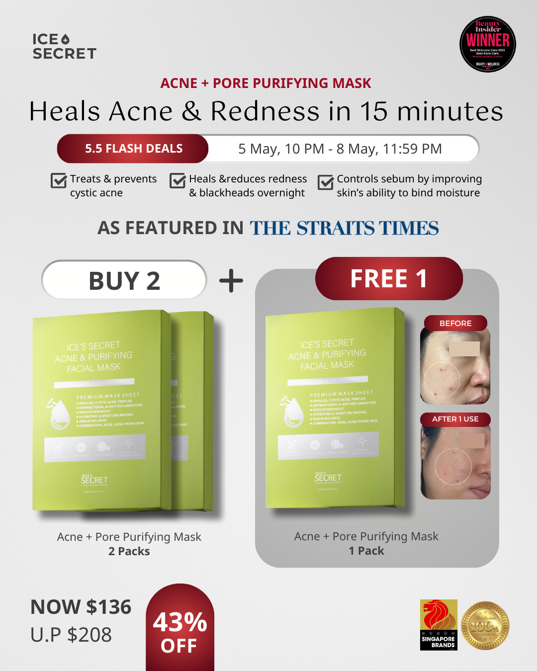 (5.5 FLASH DEALS) ACNE + PORE Purifying Mask Trial Bundle