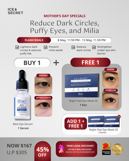 (FLASH SALES) Serum &amp; Eye Mask Kit: Best Eye Serum Advanced + Night Owl Eye Mask III
