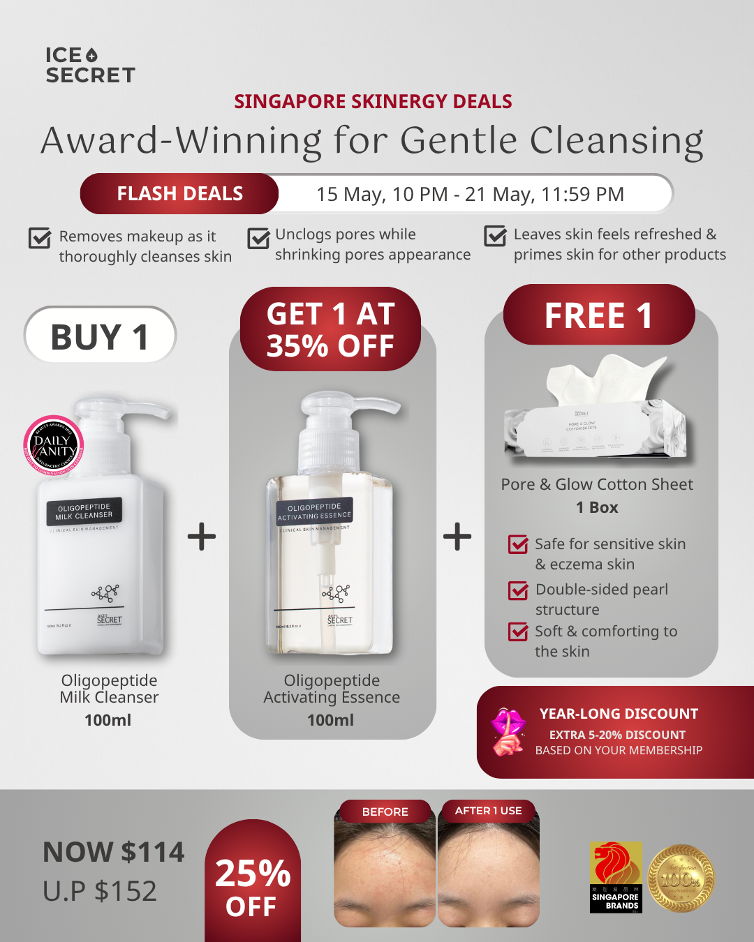 (FLASH DEALS) 2-in-1 Make Up &amp; Gentle Cleansing Set 100ML
