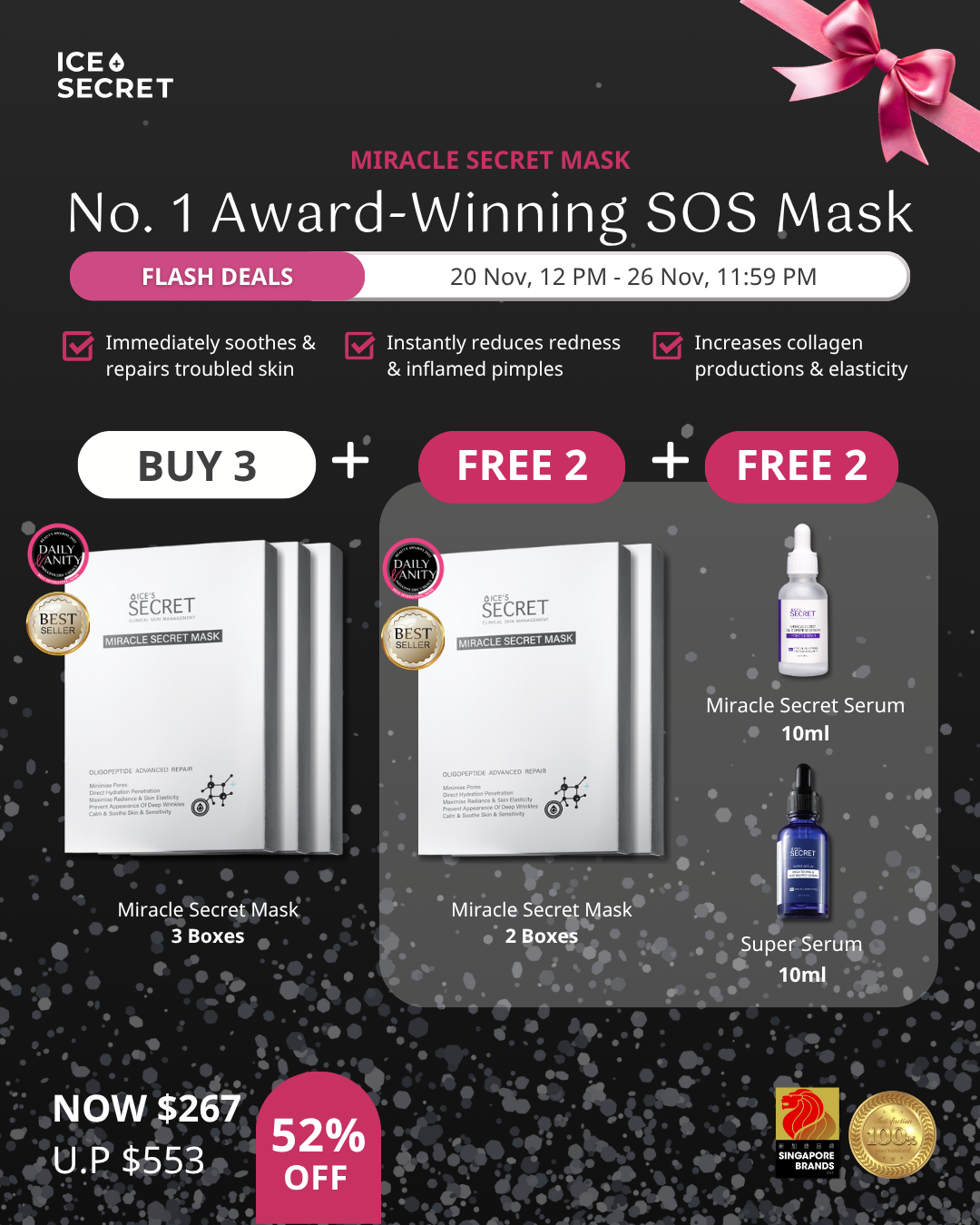 [BFCM] MIRACLE SECRET MASK BUY 3 FOC 2 + Serum Set