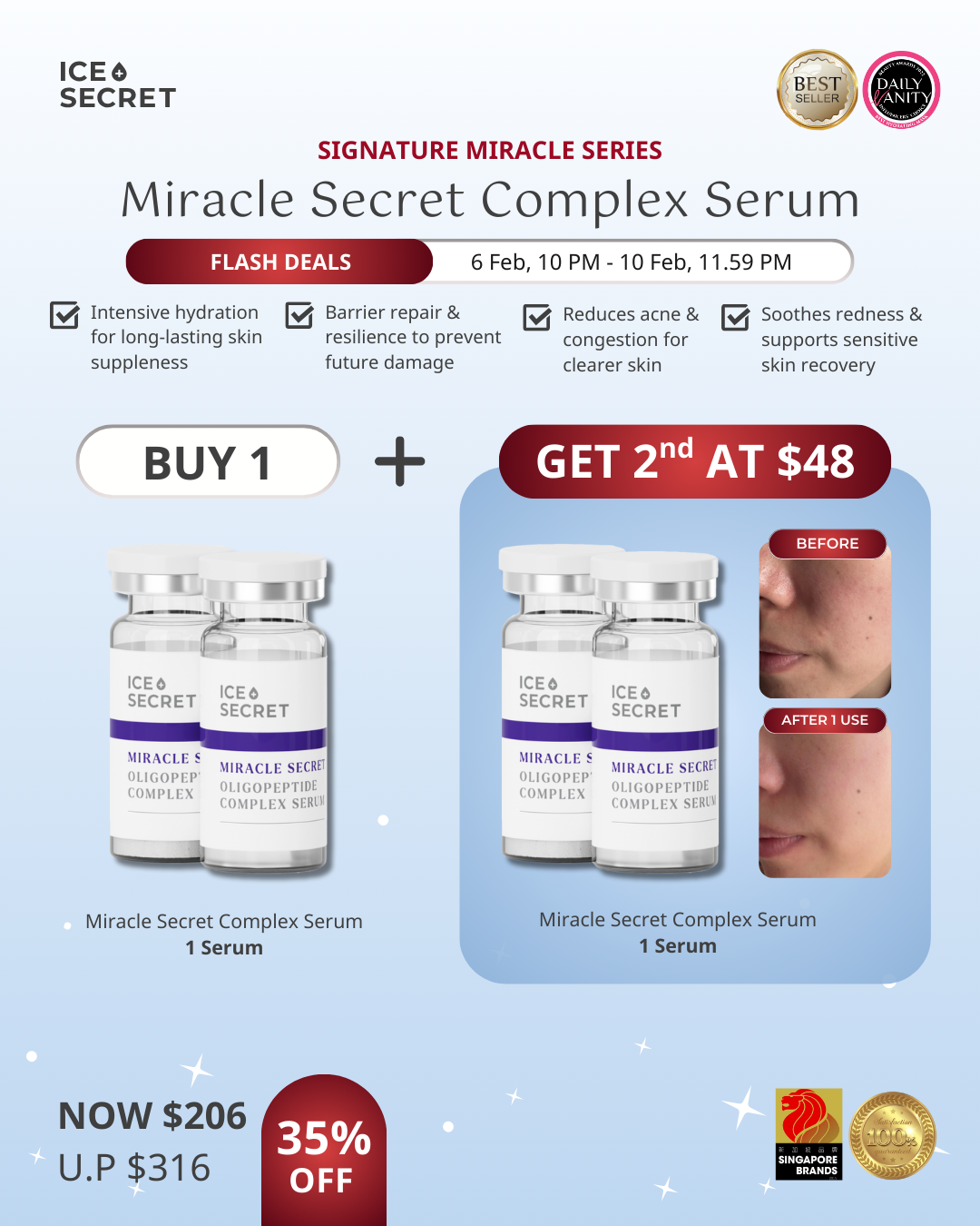 (FLASH DEALS) Miracle Secret Oligopeptide Complex Serum