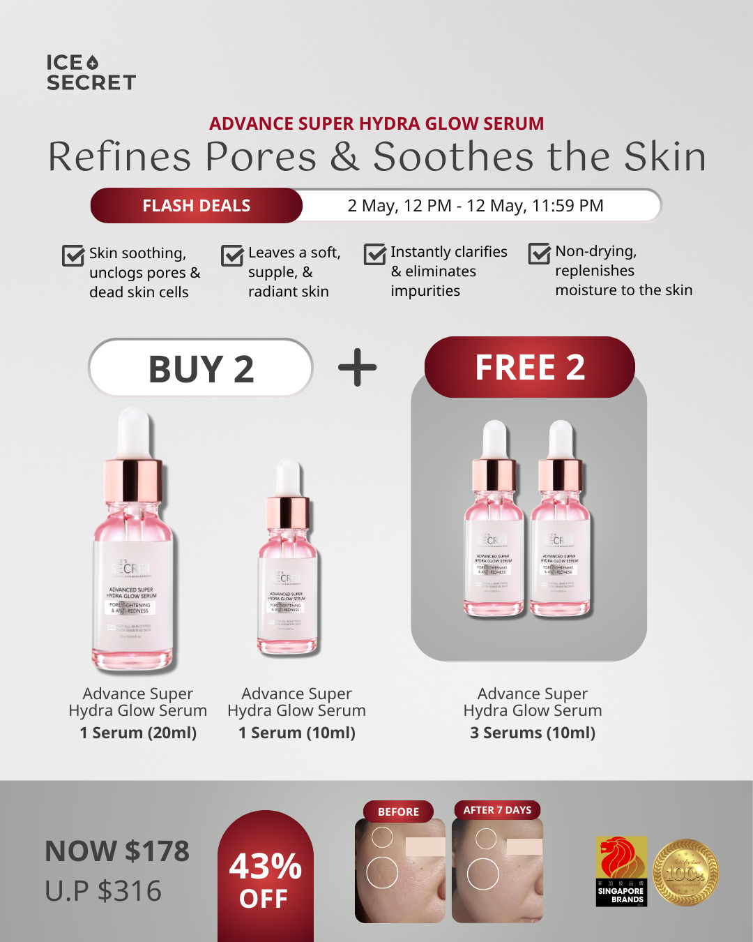 (LABOUR DAY FLASH DEALS) Advanced Super Hydra Glow Serum Bundles