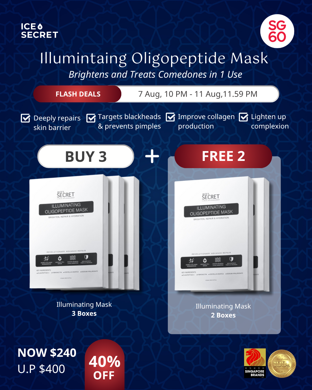 (SG60 FLASH SALES) Illuminating Oligopeptide Mask Bundle