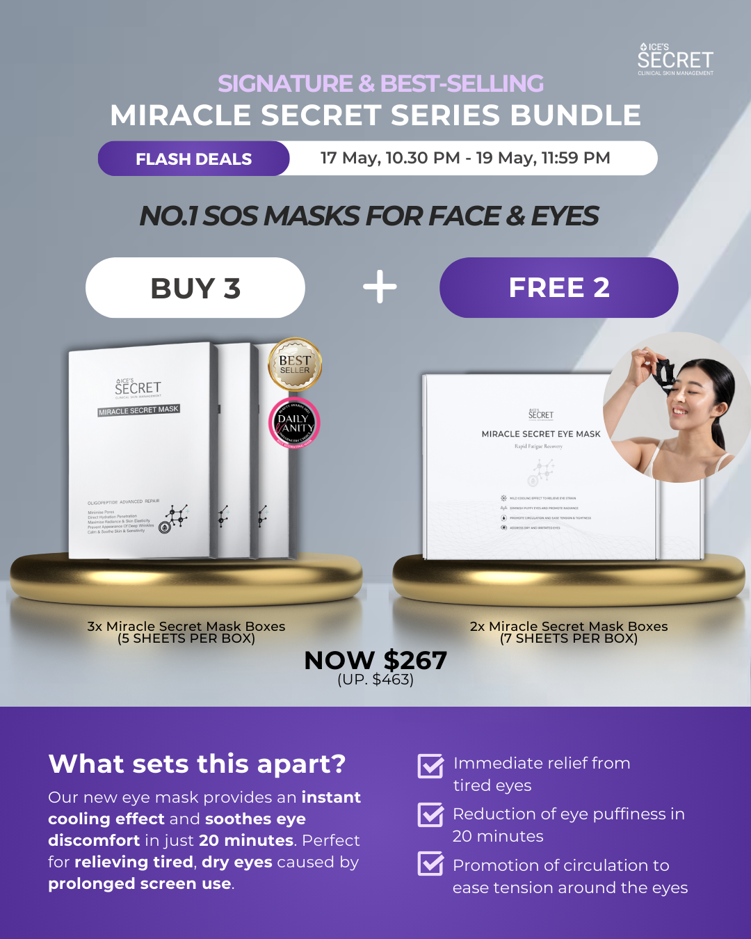 (FLASH DEALS ) Miracle Secret Mask Trio Bundle