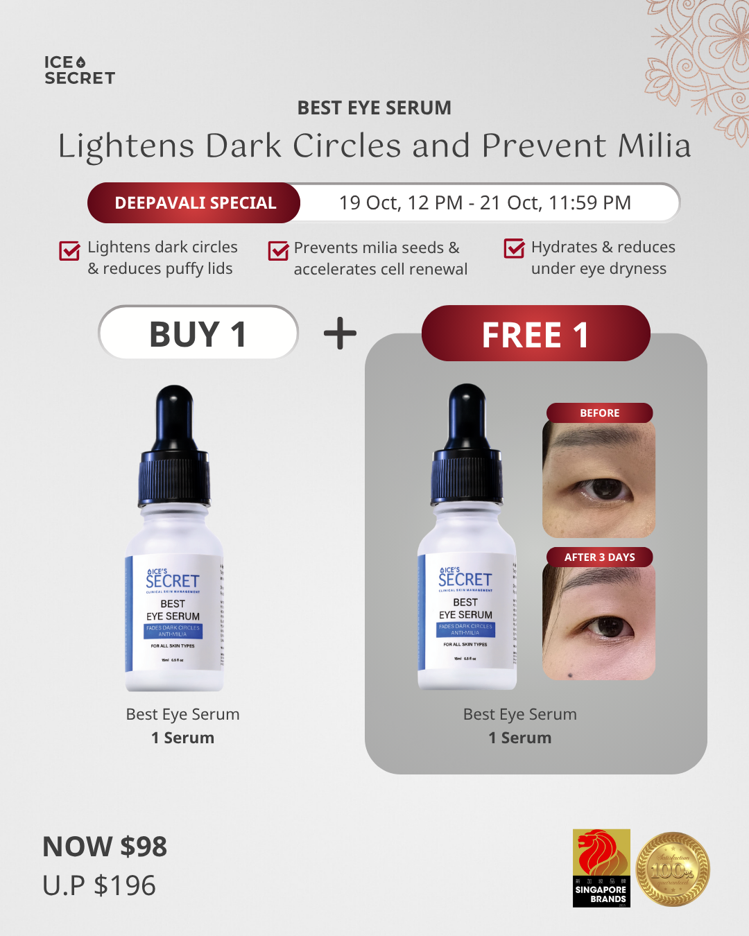 (DEEPAVALI) 1 for 1 Best Eye Serum