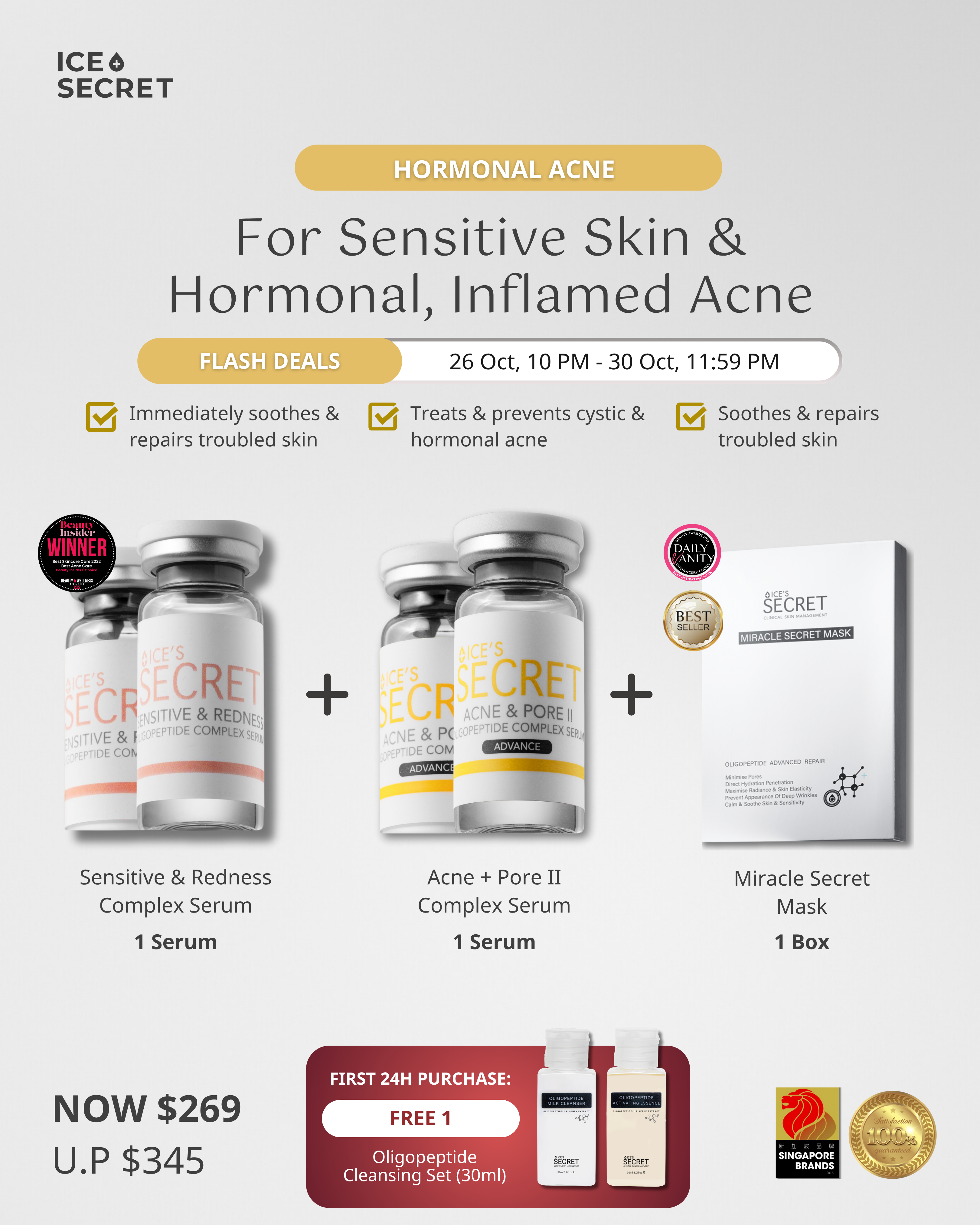 (5 in 1)  Acne & Pore II + Sensitive Skin (Calms Hormonal, Inflamed Acne)