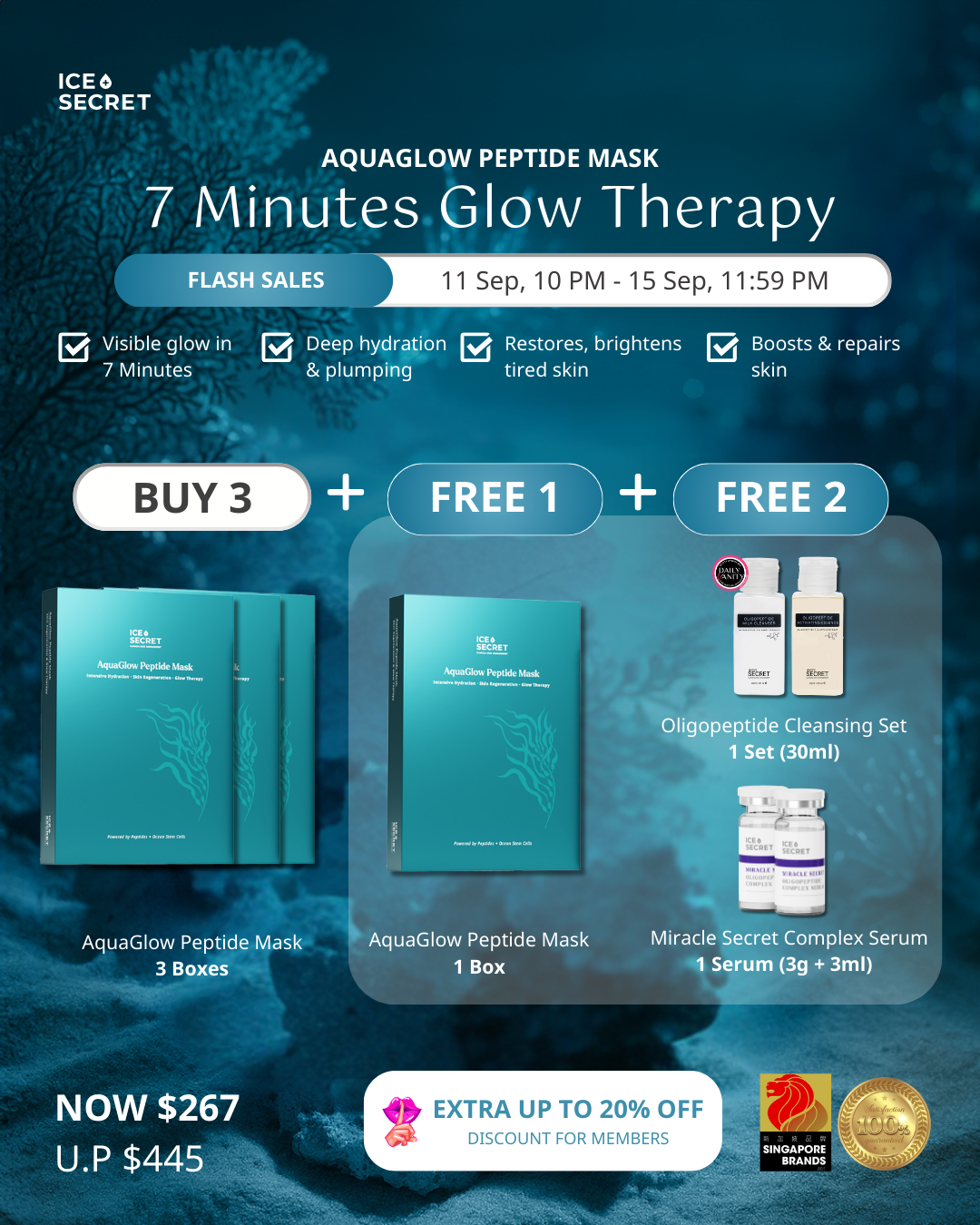 AquaGlow Peptide Mask (3-Step Kit)