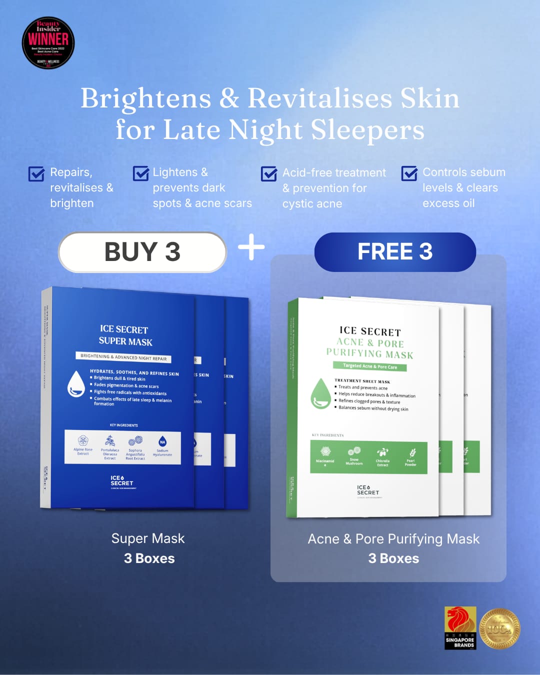 [B3F3] SuperMask & Acne Pore Purifying Mask Bundle