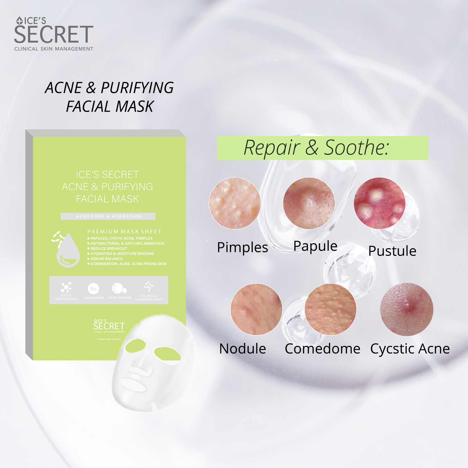 Clear &amp; Free Starter Kit: Acne &amp; Pore Oligopeptide Complex Serum + Acne &amp; Purifying Mask